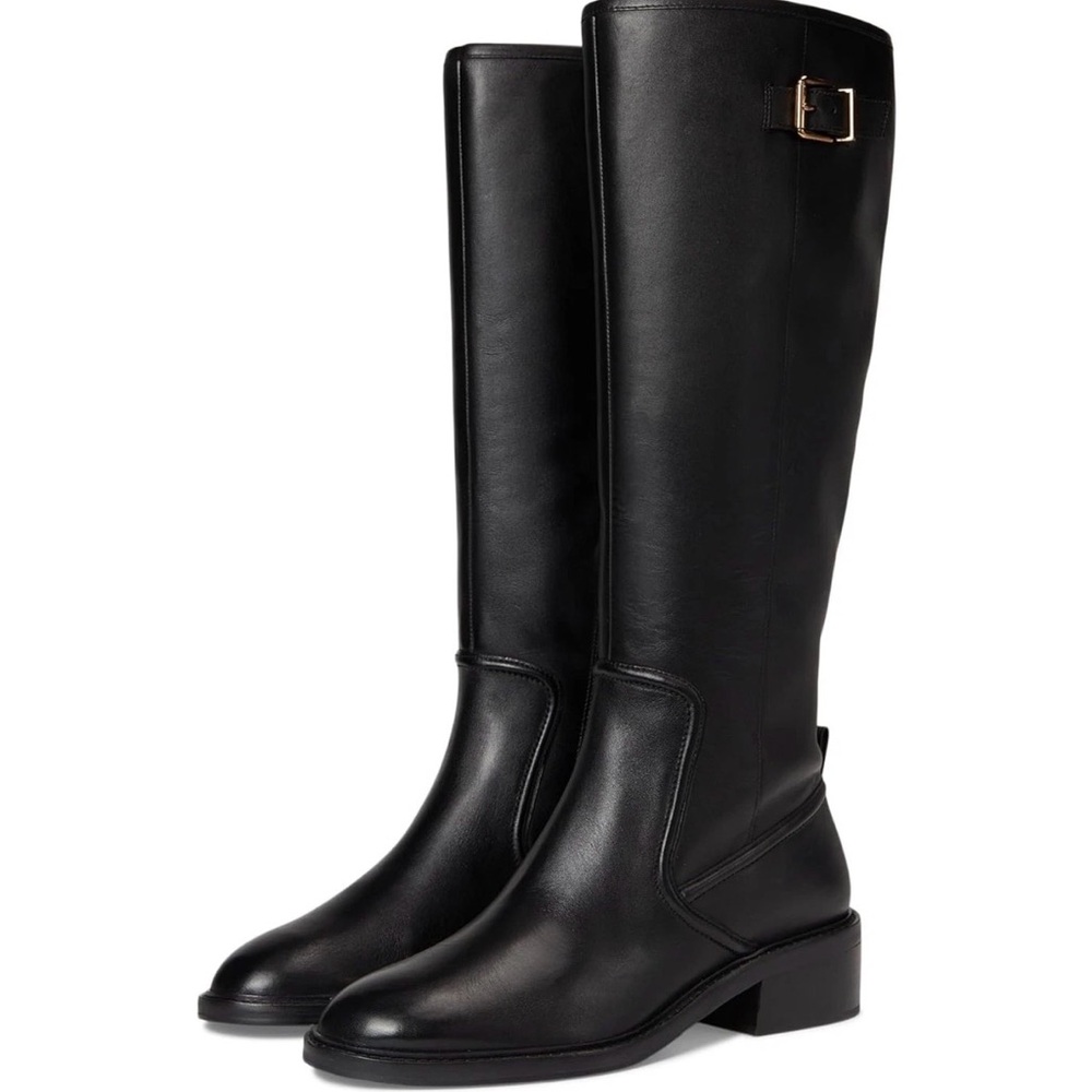 Cole Haan Silvans Black Tall Women's Riding Boots, Premium Leather